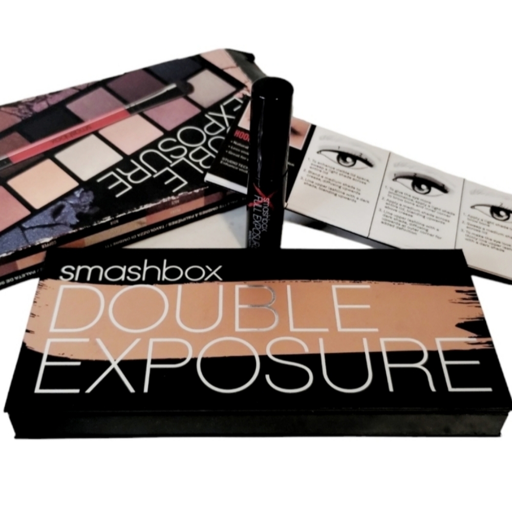 SMASHBOX Double EXPOSURE 14 Color Palette & Eyeshadow Brush Various Fini…